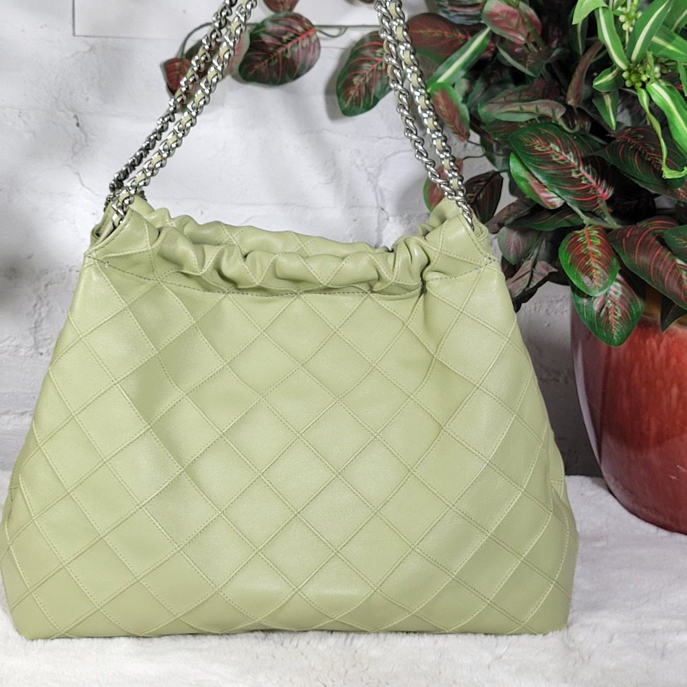 Tory Burch Light Green Quilted Tote - Picture 2 of 9